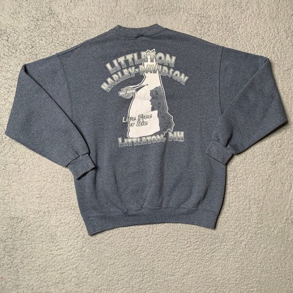 VTG Harley Davidson New Hampshire 1995 Gray Sweatshirt M‎ Made In USA Live Free - Picture 4 of 15